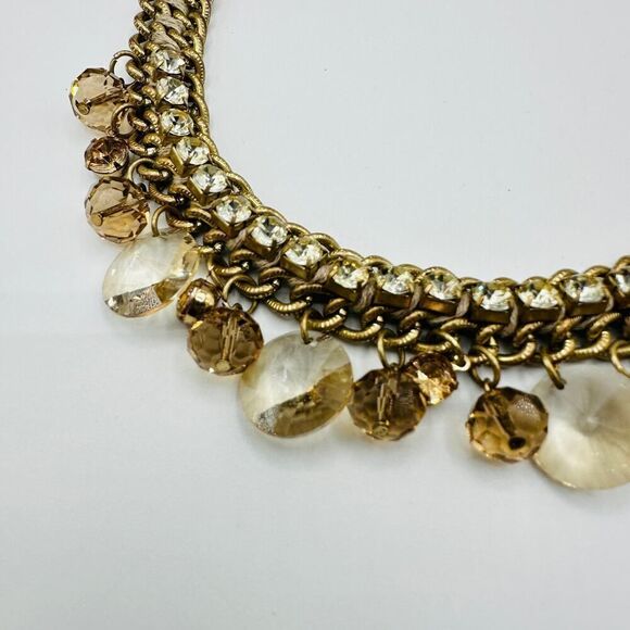 Ann Taylor Loft Charmed Crystal Gold Rhinestone Necklace - Picture 2 of 7